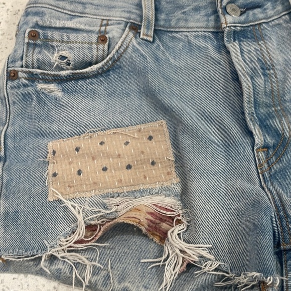 Levi's '501' Patchwork Denim Shorts size 29 - Picture 6 of 10